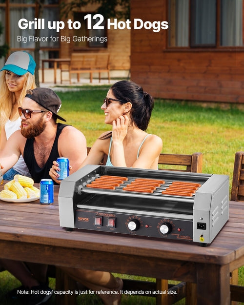 Electric 12 Hot Dog 5 Roller Commercial Sausage Grill Cooker Machine