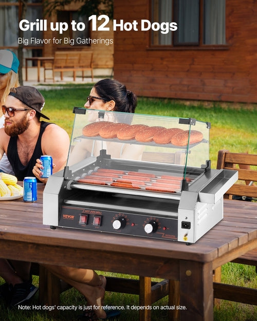 Electric 12 Hot Dog 5 Roller Commercial Grill Cooker Machine Cover