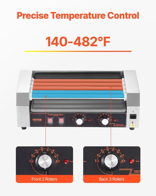 Electric 12 Hot Dog 5 Roller Commercial Sausage Grill Cooker Machine