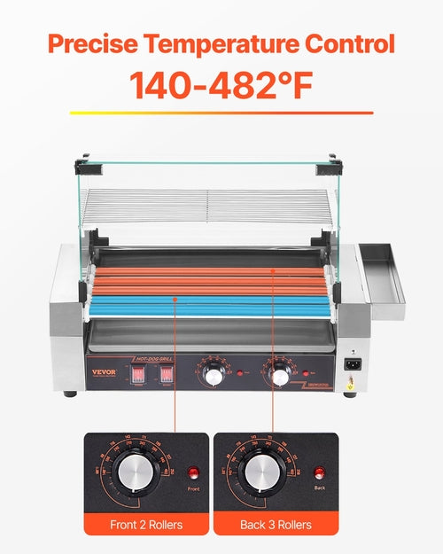 Electric 12 Hot Dog 5 Roller Commercial Grill Cooker Machine Cover