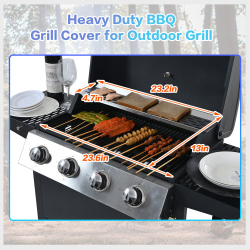 Propane Gas Grill 4 Burner Barbecue Grill, Stainless Steel 34,000 BTU