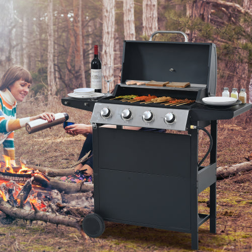 Propane Gas Grill 4 Burner Barbecue Grill, Stainless Steel 34,000 BTU
