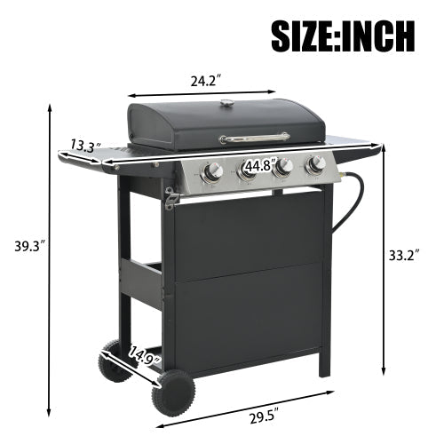 Propane Gas Grill 4 Burner Barbecue Grill, Stainless Steel 34,000 BTU