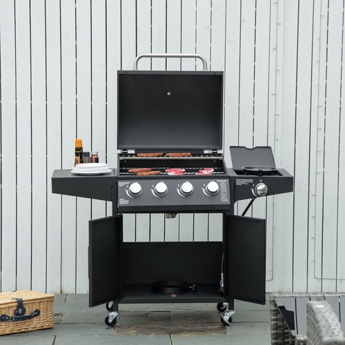 52 Barbecue Grill with Wheels 4+1 Burner Propane Gas Outdoor BBQ