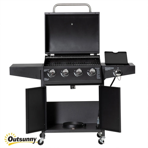 52 Barbecue Grill with Wheels 4+1 Burner Propane Gas Outdoor BBQ