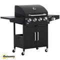 52 Barbecue Grill with Wheels 4+1 Burner Propane Gas Outdoor BBQ