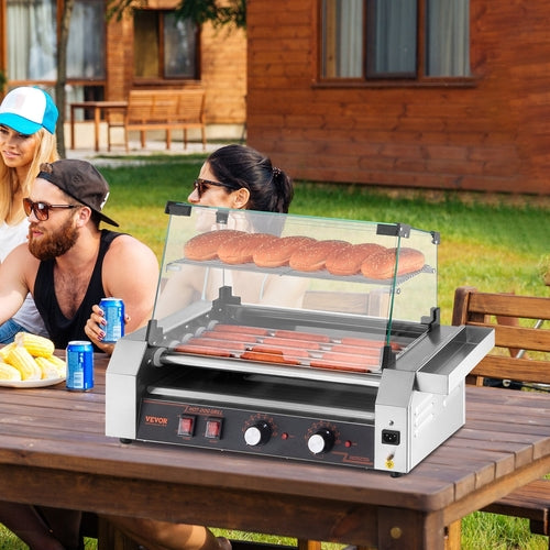 Electric 12 Hot Dog 5 Roller Commercial Grill Cooker Machine Cover